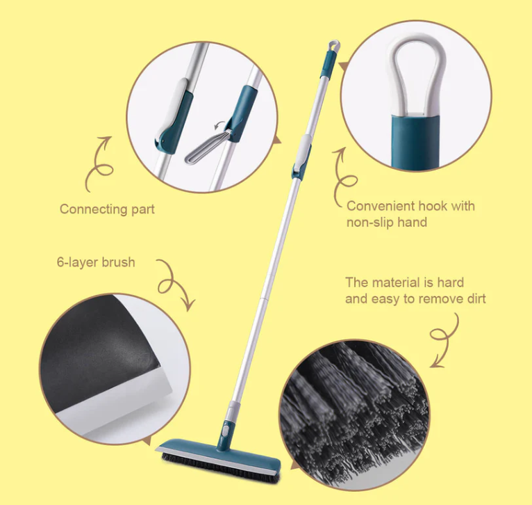 Yocada Floor Scrub Brush and Squeegee - 2 in 1 Brush
