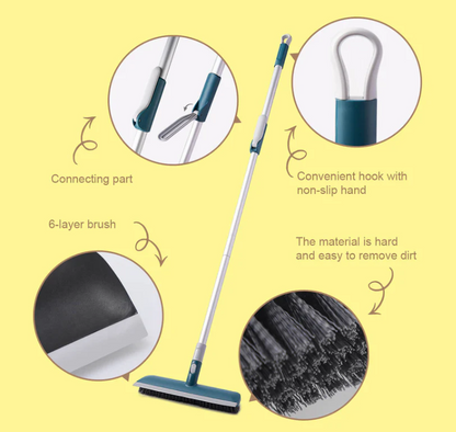 Yocada Floor Scrub Brush and Squeegee - 2 in 1 Brush